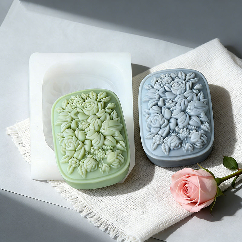 Soap Making Gifts - قالب صابون سيليكون مربع الشكل بنقش